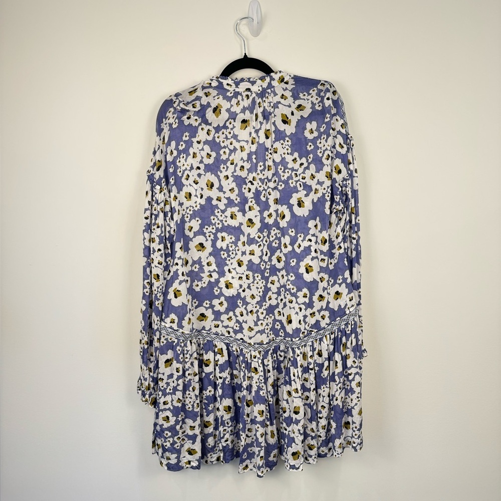 Free People Blue Love Letter Floral Tunic Size S - Picture 6 of 7